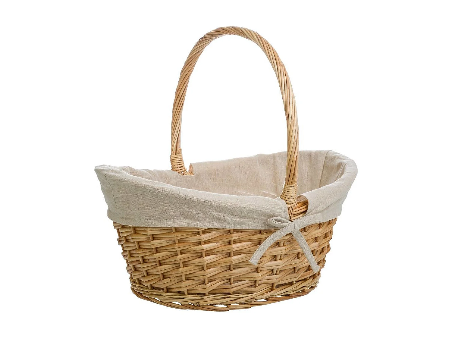 Set di 3 cestini in vimini marrone foderati