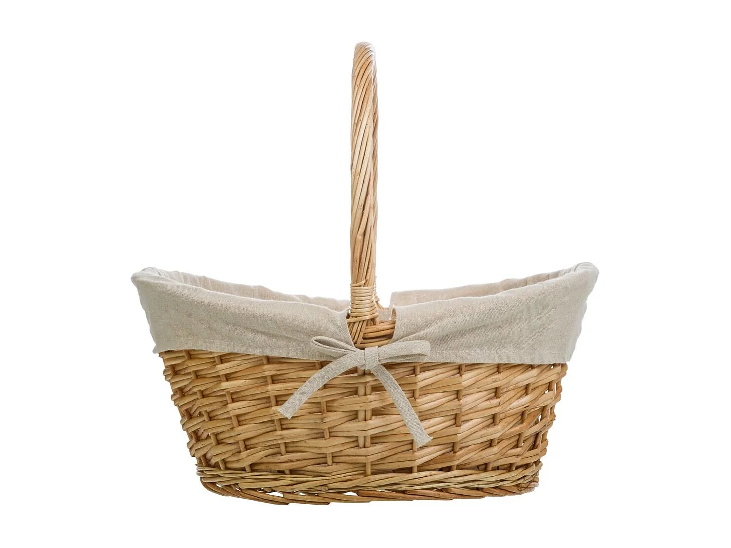 Set di 3 cestini in vimini marrone foderati