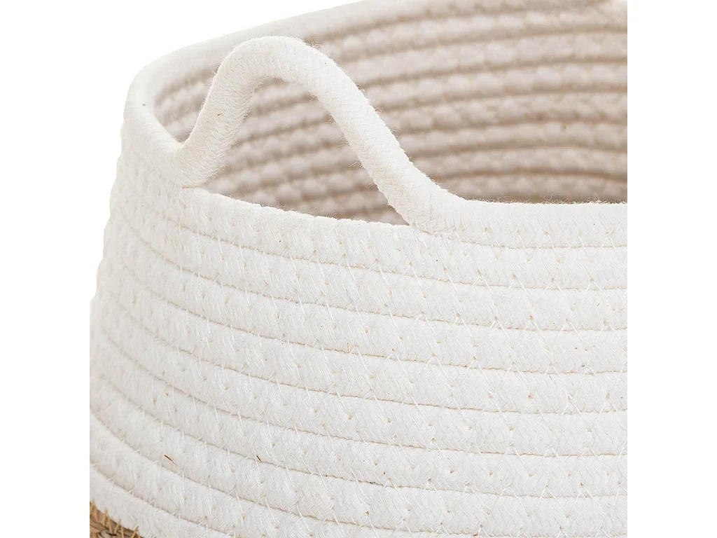 Panier en fibre naturelle et coton en blanc D22x20