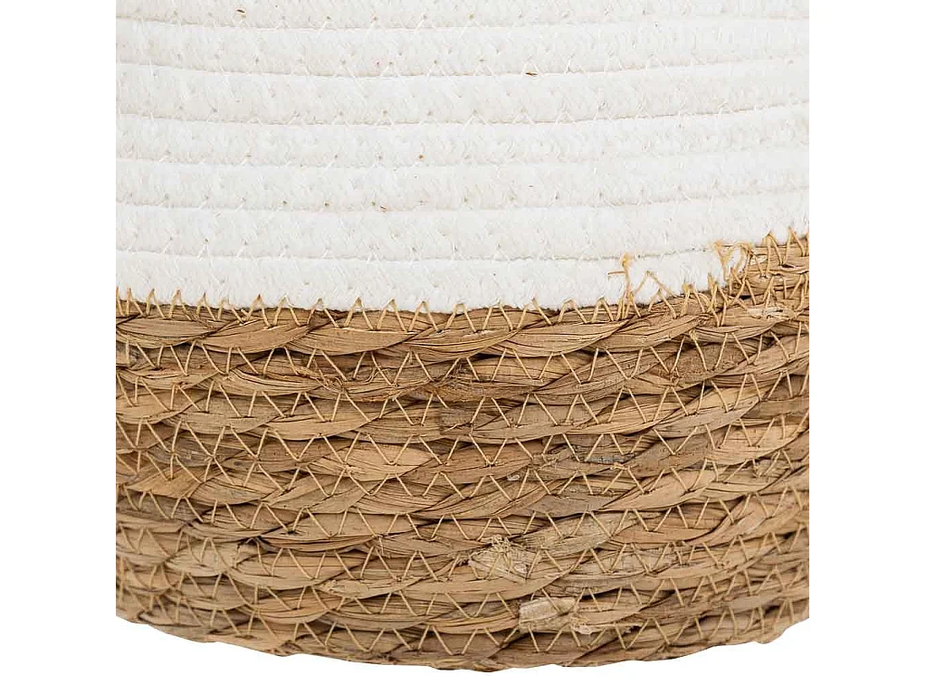 Panier en fibre naturelle et coton en blanc D22x20