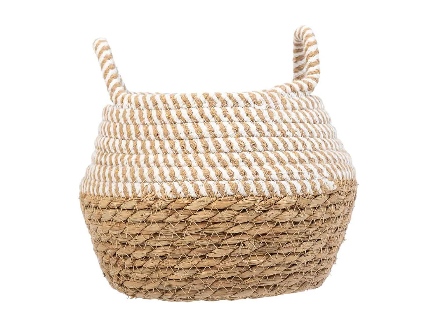 Cesto em fibra natural e algodão castanho D18x13/16,5
