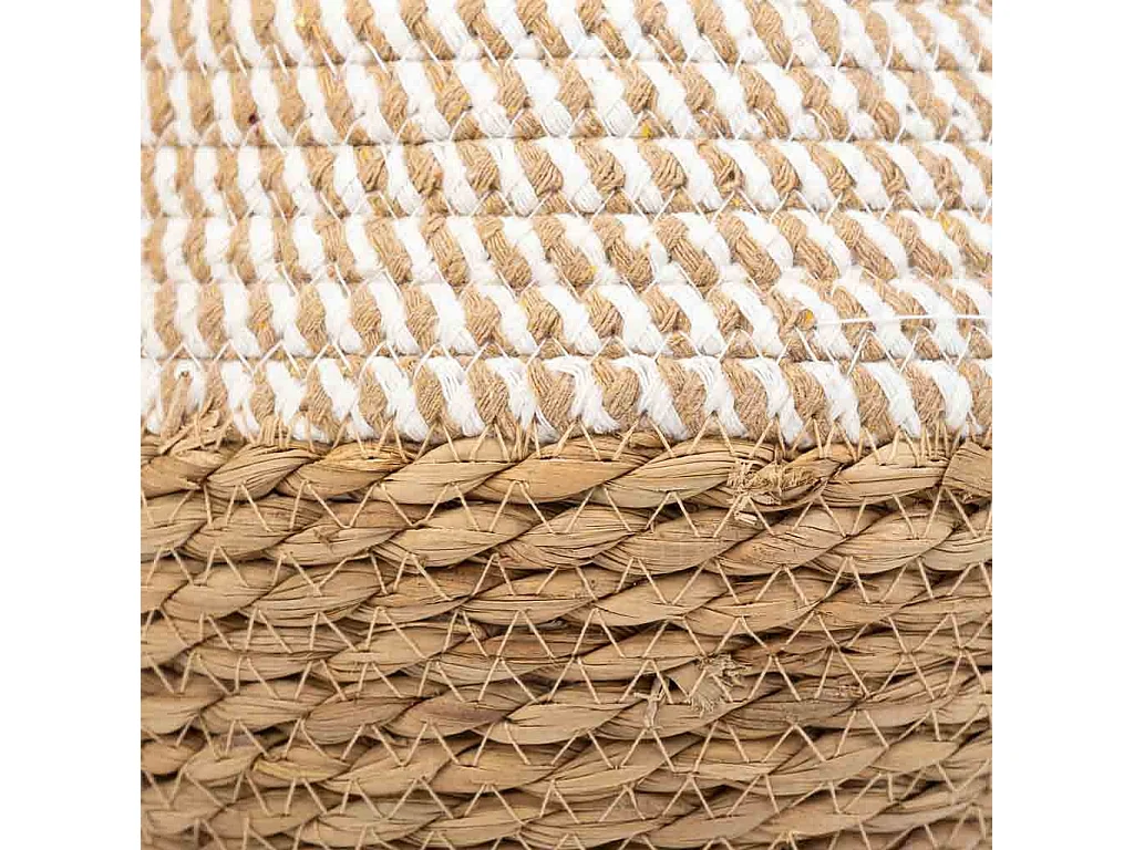 Cesto em fibra natural e algodão castanho D18x13/16,5