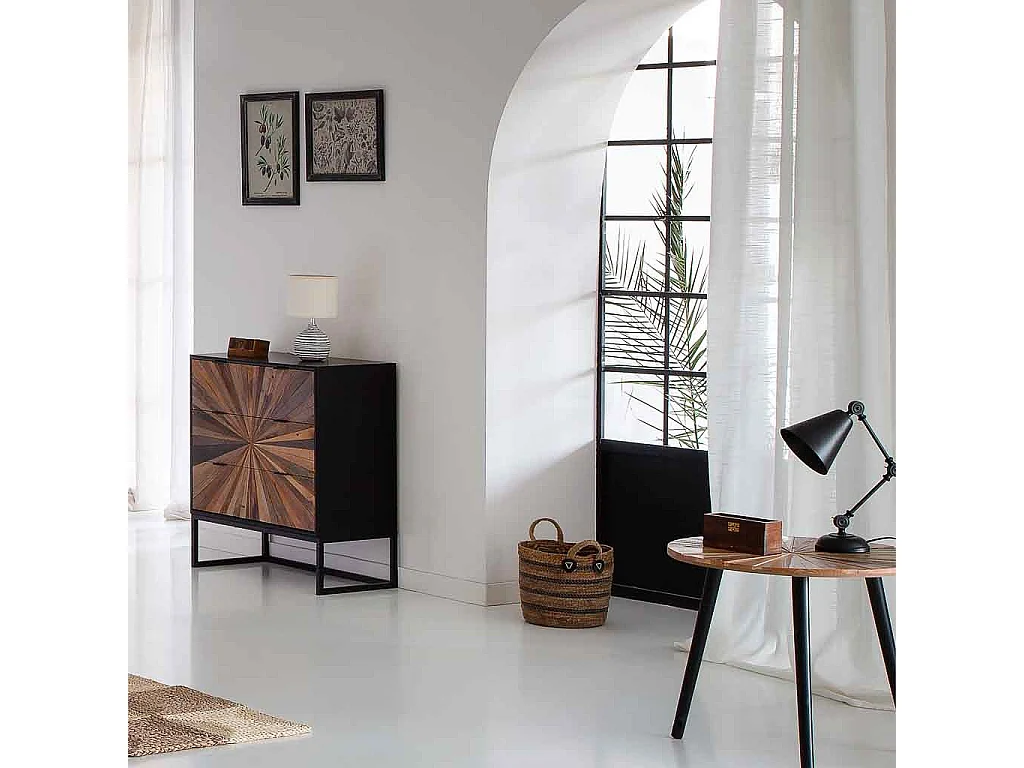 Cesto de fibra de folha de bananeira e corda torcida de papel D30x25,5