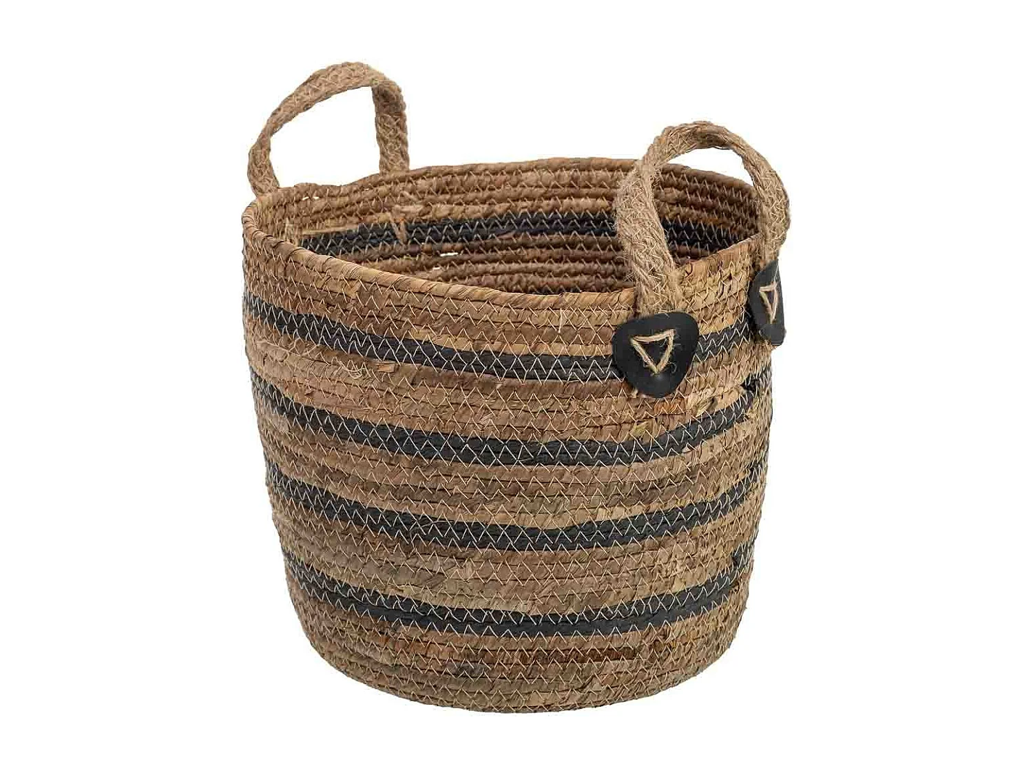 Cesto de fibra de folha de bananeira e corda torcida de papel D30x25,5