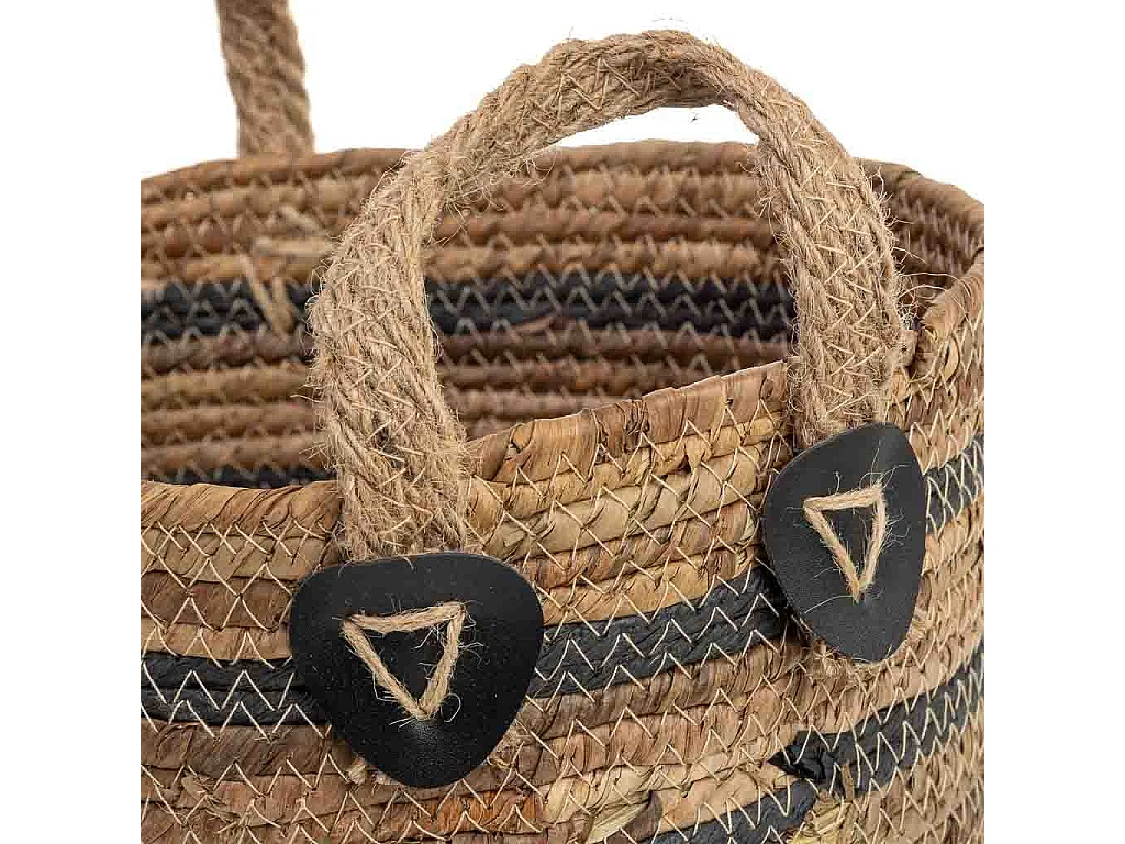 Cesto de fibra de folha de bananeira e corda torcida de papel D30x25,5