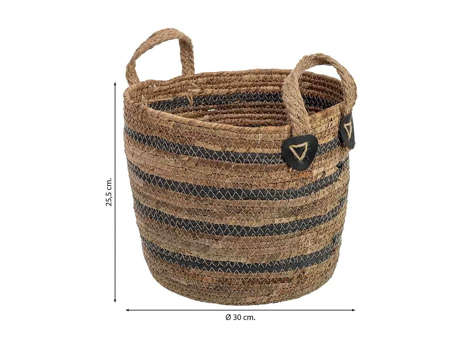 Panier en fibre de feuille de bananier et corde torsadée en papier D30x25,5