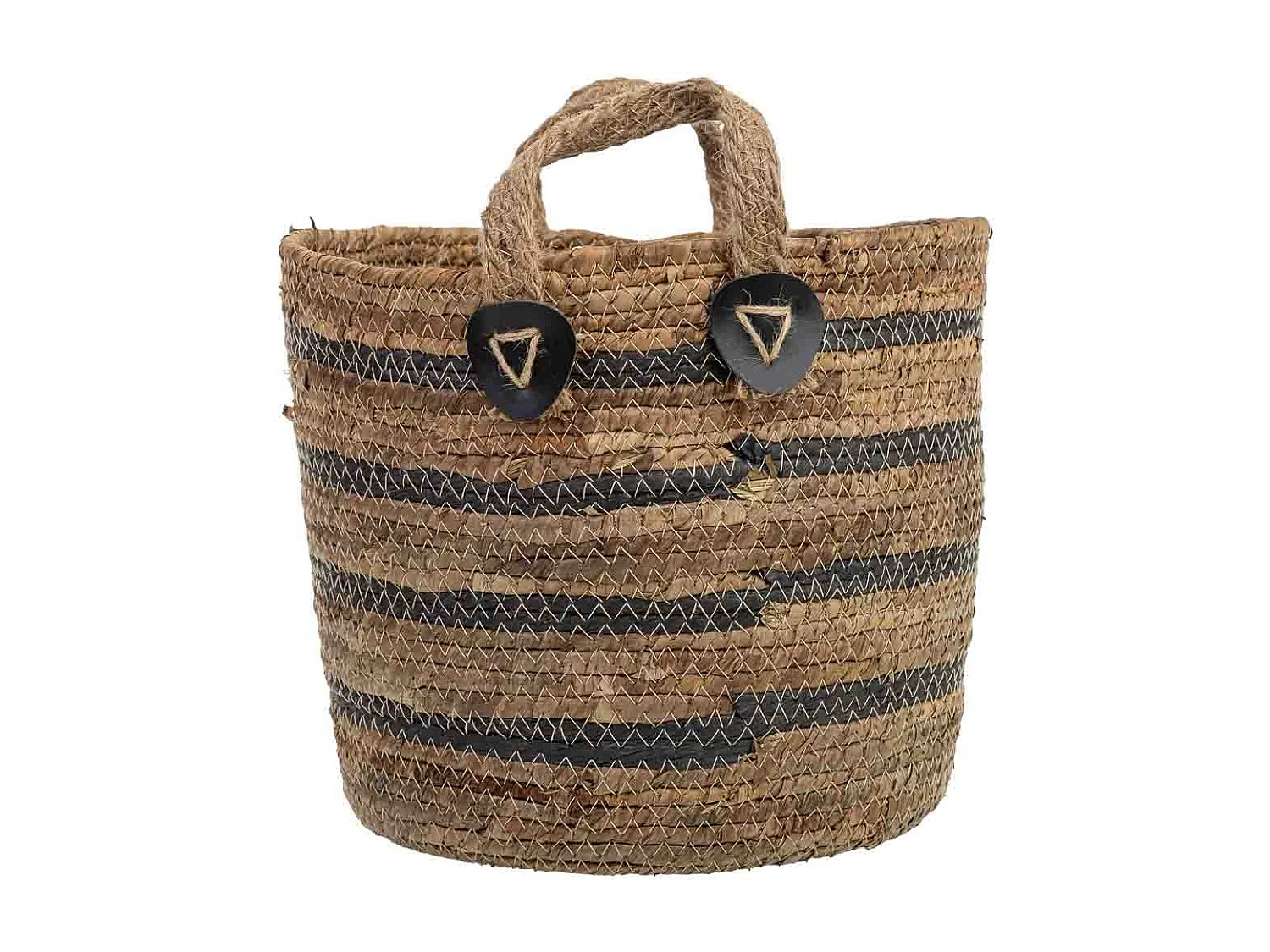 Panier en fibre de feuille de bananier et corde torsadée en papier D30x25,5