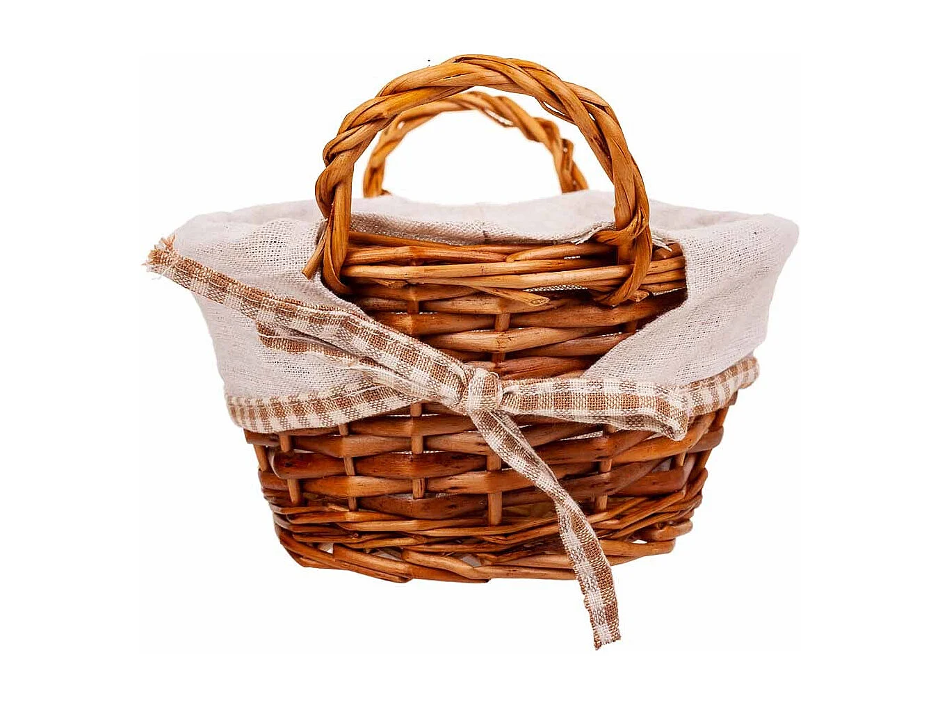 Cesto para pão em vime forrado castanho 26x18x11