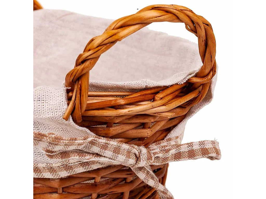 Cesto para pão em vime forrado castanho 26x18x11
