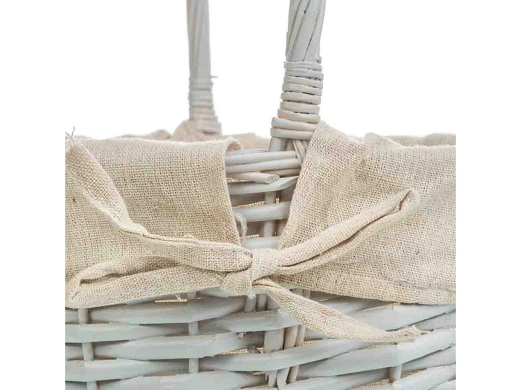 Ensemble de 3 paniers en osier blanc doublés