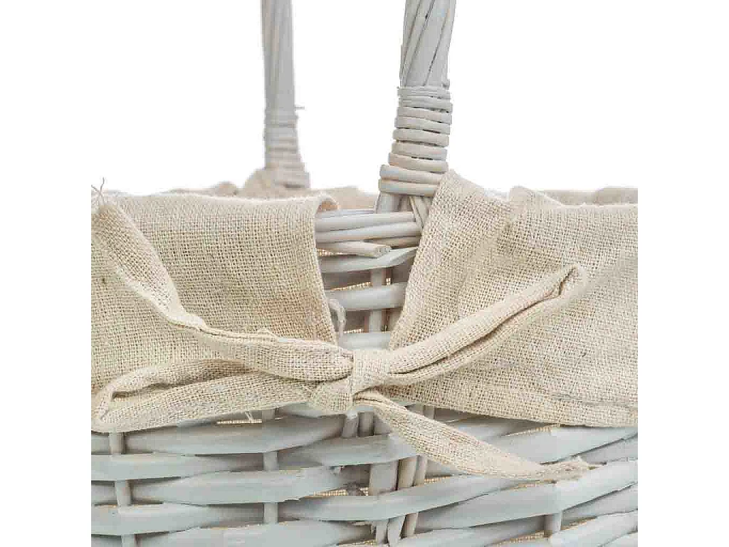 Ensemble de 3 paniers en osier blanc doublés