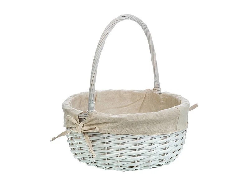 Conjunto de 3 cestos de vime branco forrados