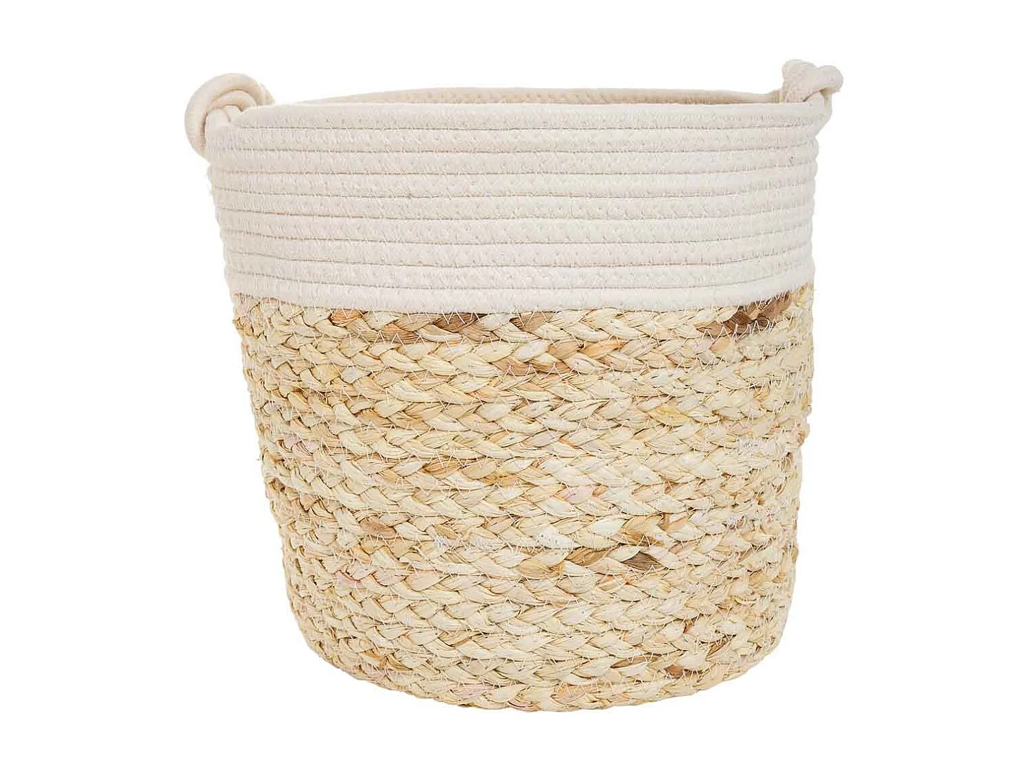 Panier en fibre naturelle et coton en brun D32x31
