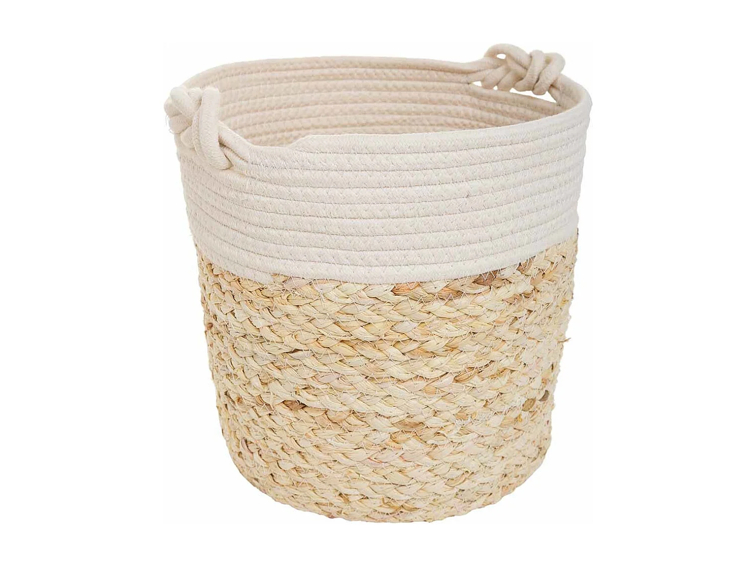 Panier en fibre naturelle et coton en brun D32x31