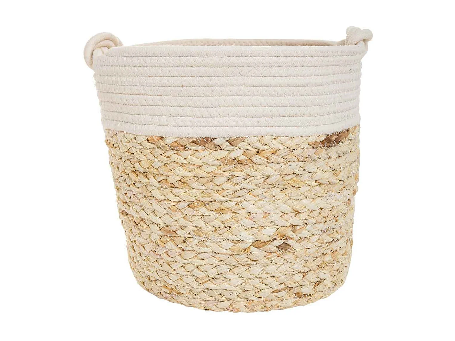 Panier en fibre naturelle et coton en brun D32x31