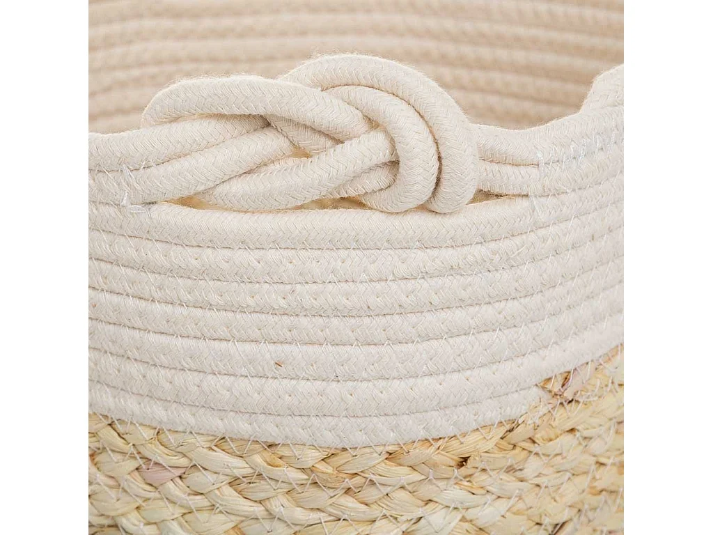 Panier en fibre naturelle et coton en brun D32x31