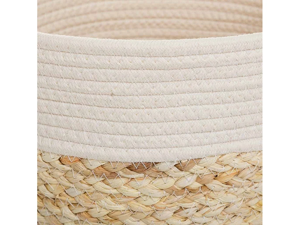 Panier en fibre naturelle et coton en brun D32x31