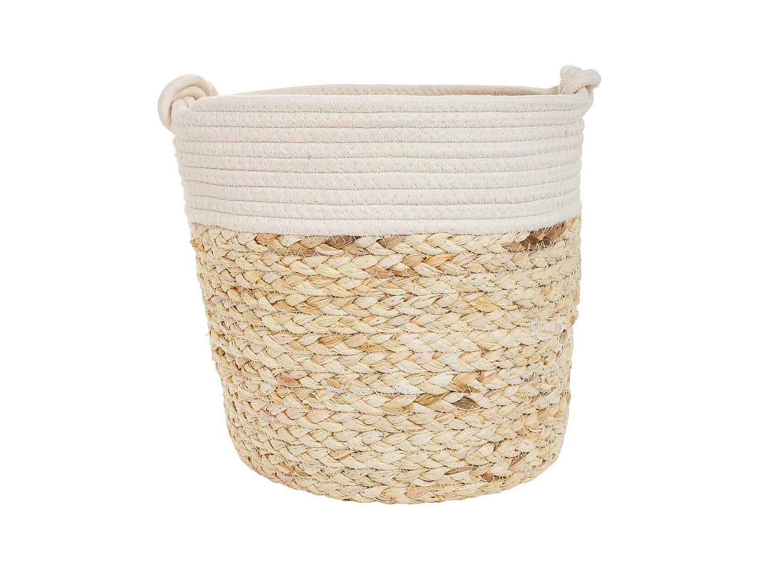 Panier en fibre naturelle et coton en brun D32x31