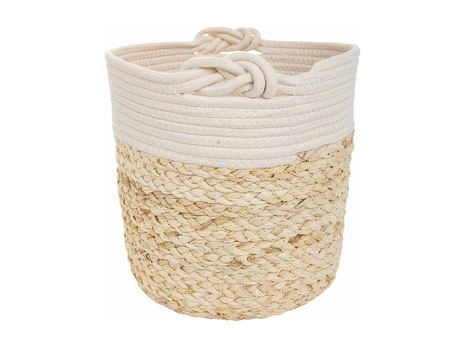 Cesto em fibra natural e algodão em castanho D32x31