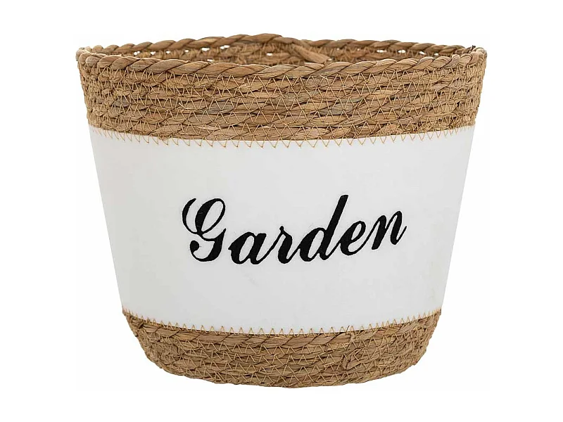 Korb aus Naturfasern und Baumwolle in Weiß D25,5x20,5