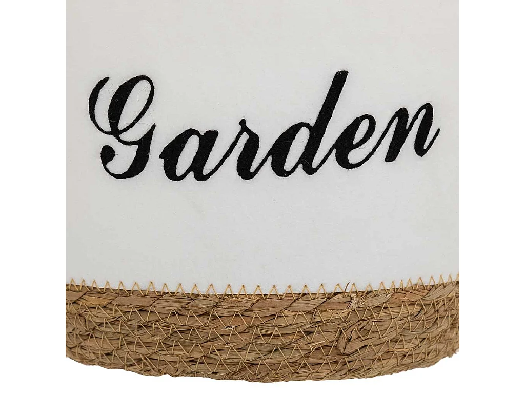 Cestino in fibra naturale e cotone bianco D25,5x20,5