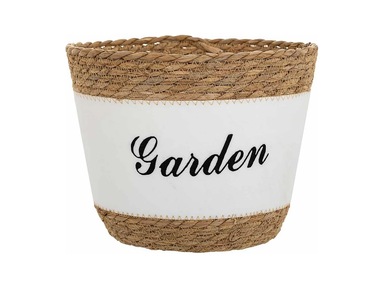 Panier en fibre naturelle et coton en blanc D25,5x20,5