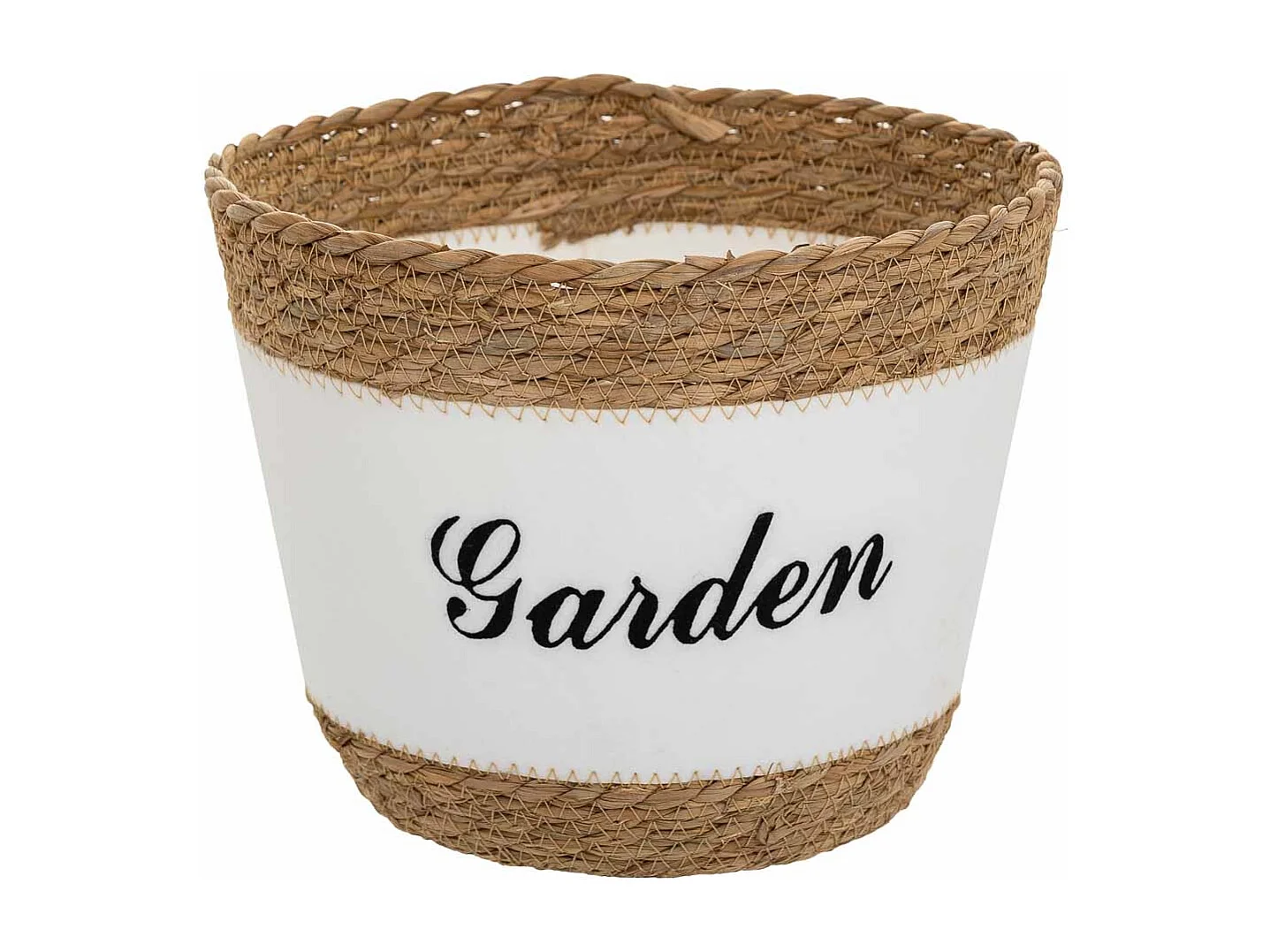 Korb aus Naturfasern und Baumwolle in Weiß D25,5x20,5