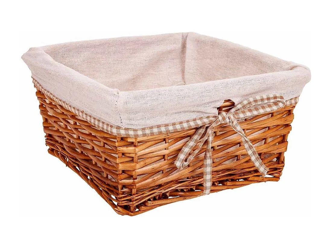 Set di 3 cestini in vimini foderati marroni