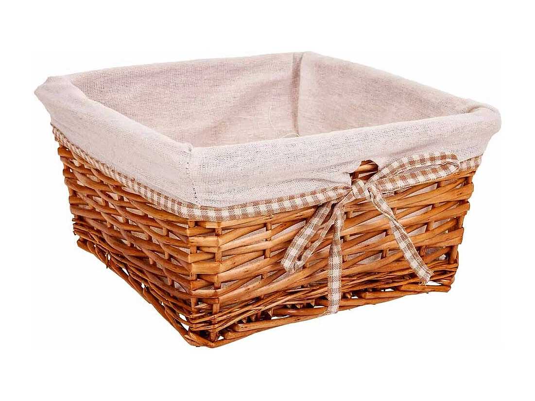 Set mit 3 braun gefütterten Weidenkörben
