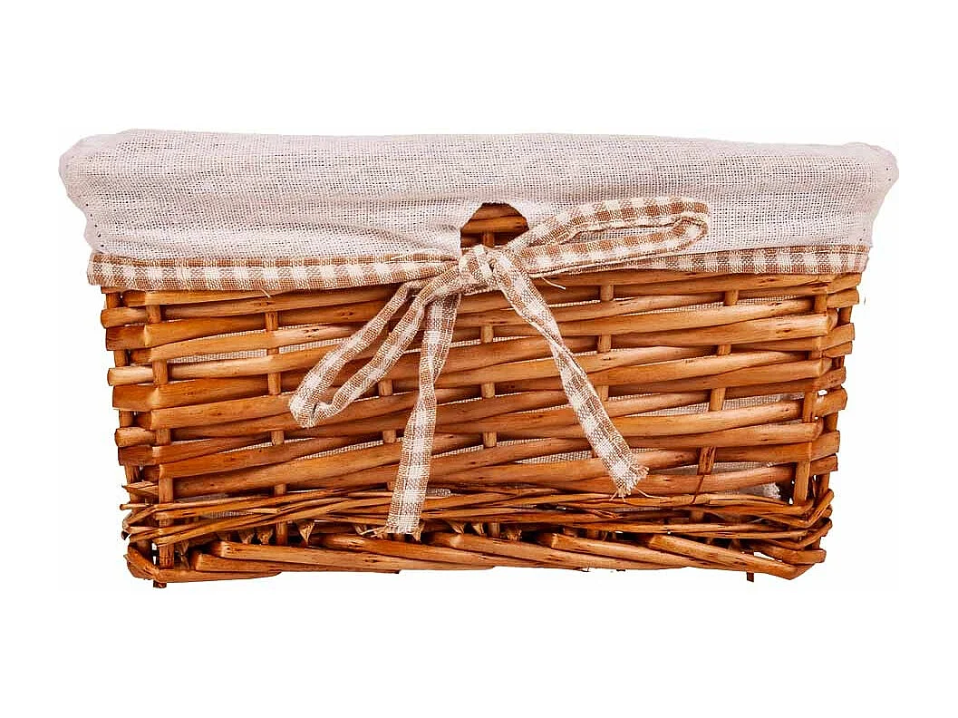 Set mit 3 braun gefütterten Weidenkörben