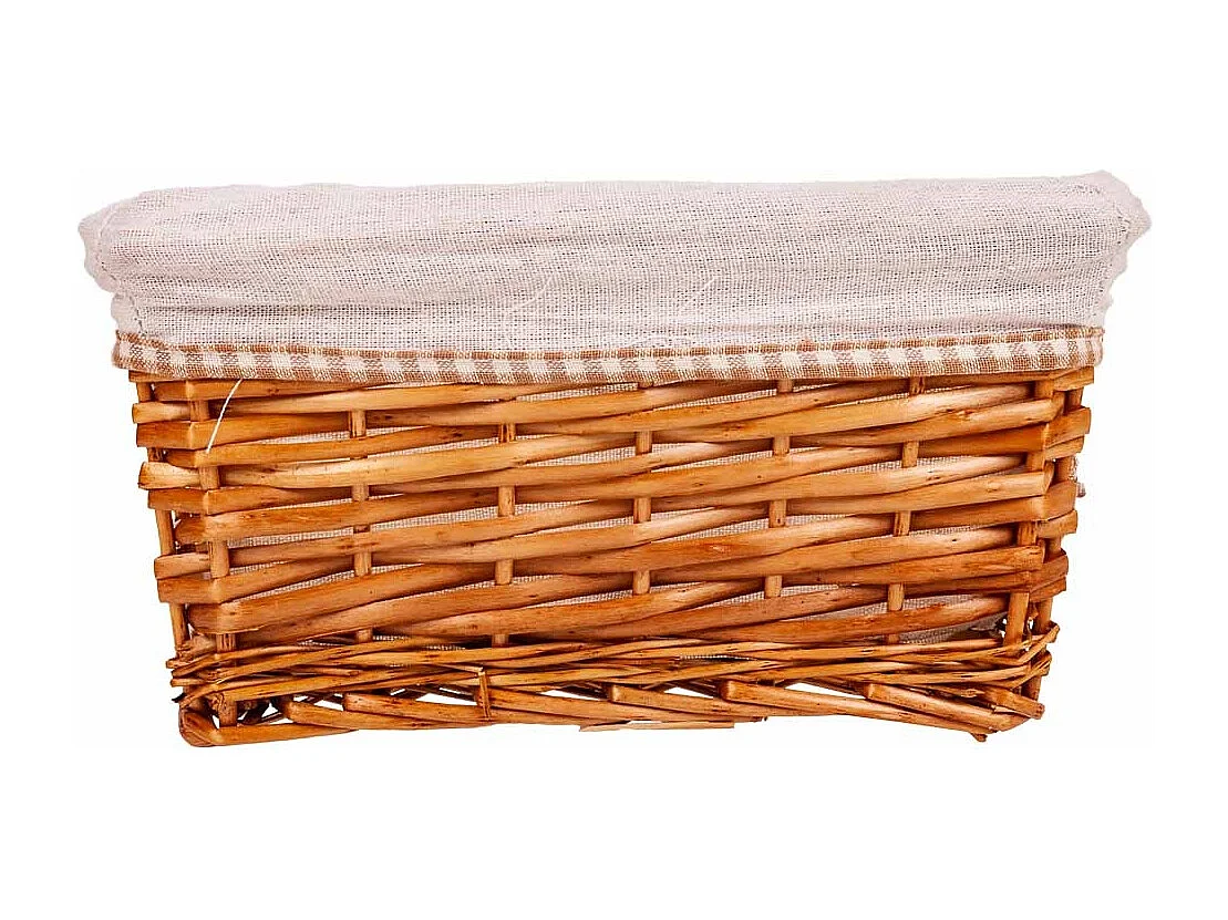 Set mit 3 braun gefütterten Weidenkörben