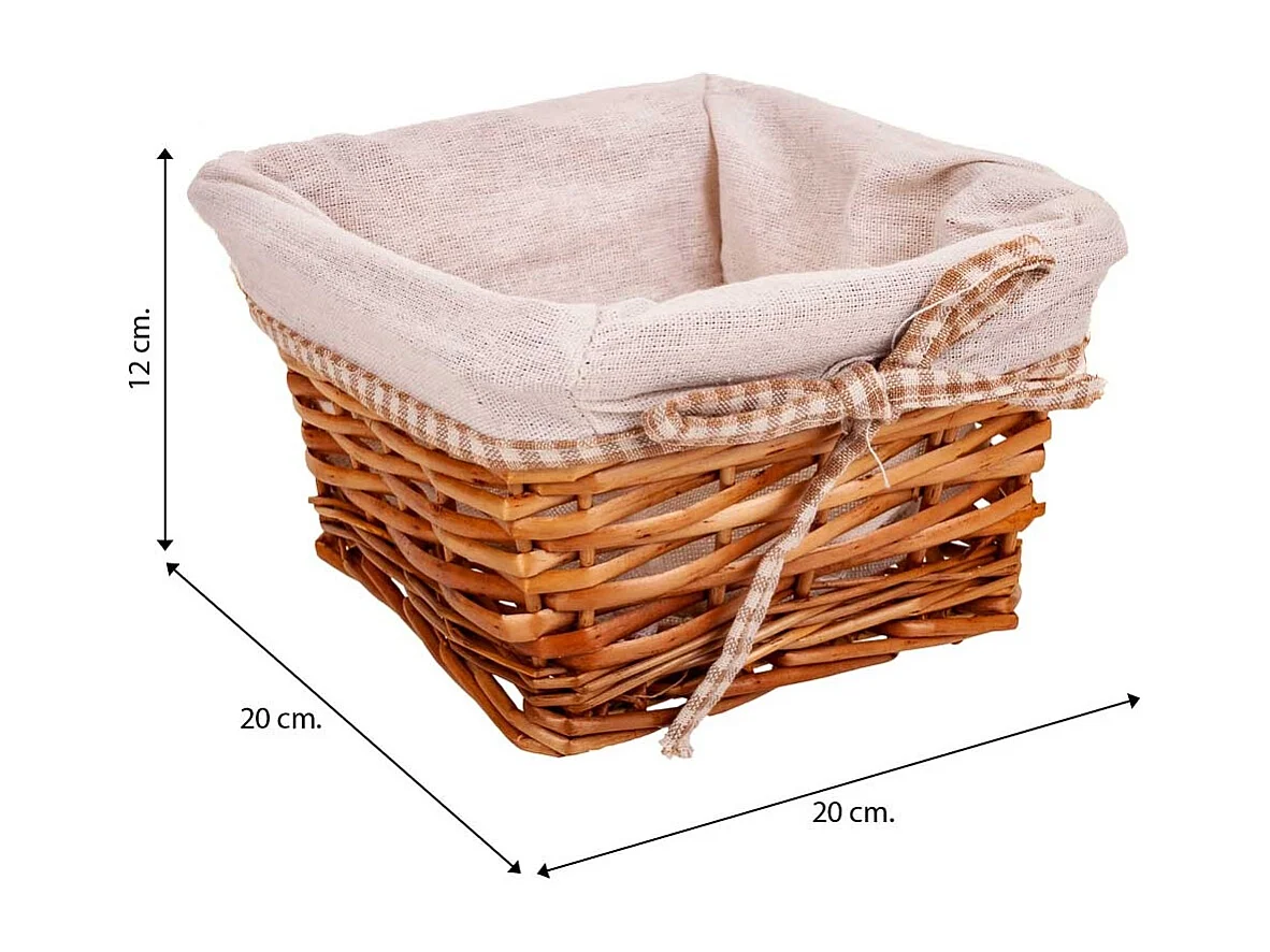 Set mit 3 braun gefütterten Weidenkörben