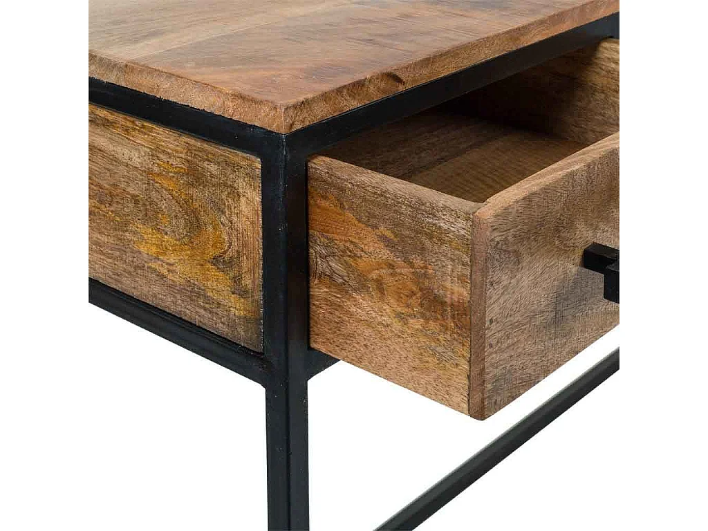 Konsole aus Holz und Metall mit 3 Schubladen, 121x41x77