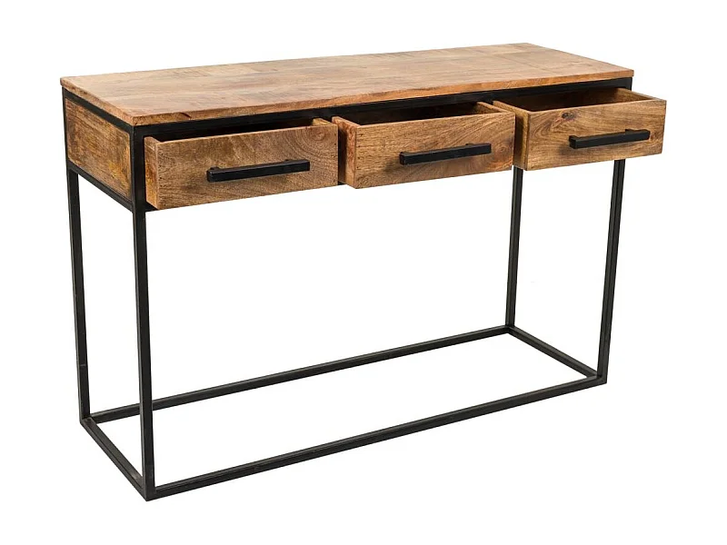 Mobile da ingresso legno e metallo 3 cassetti 121x41x77h