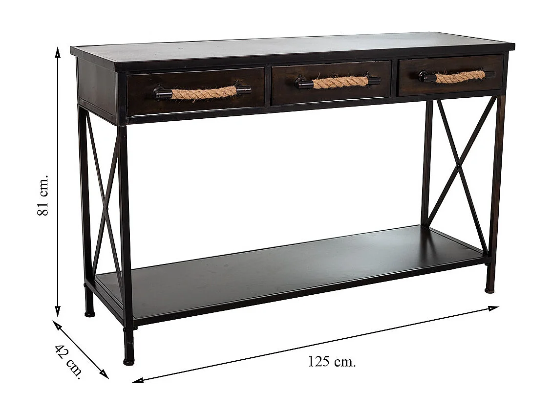 Recibidor de metal marrón 125x42x81