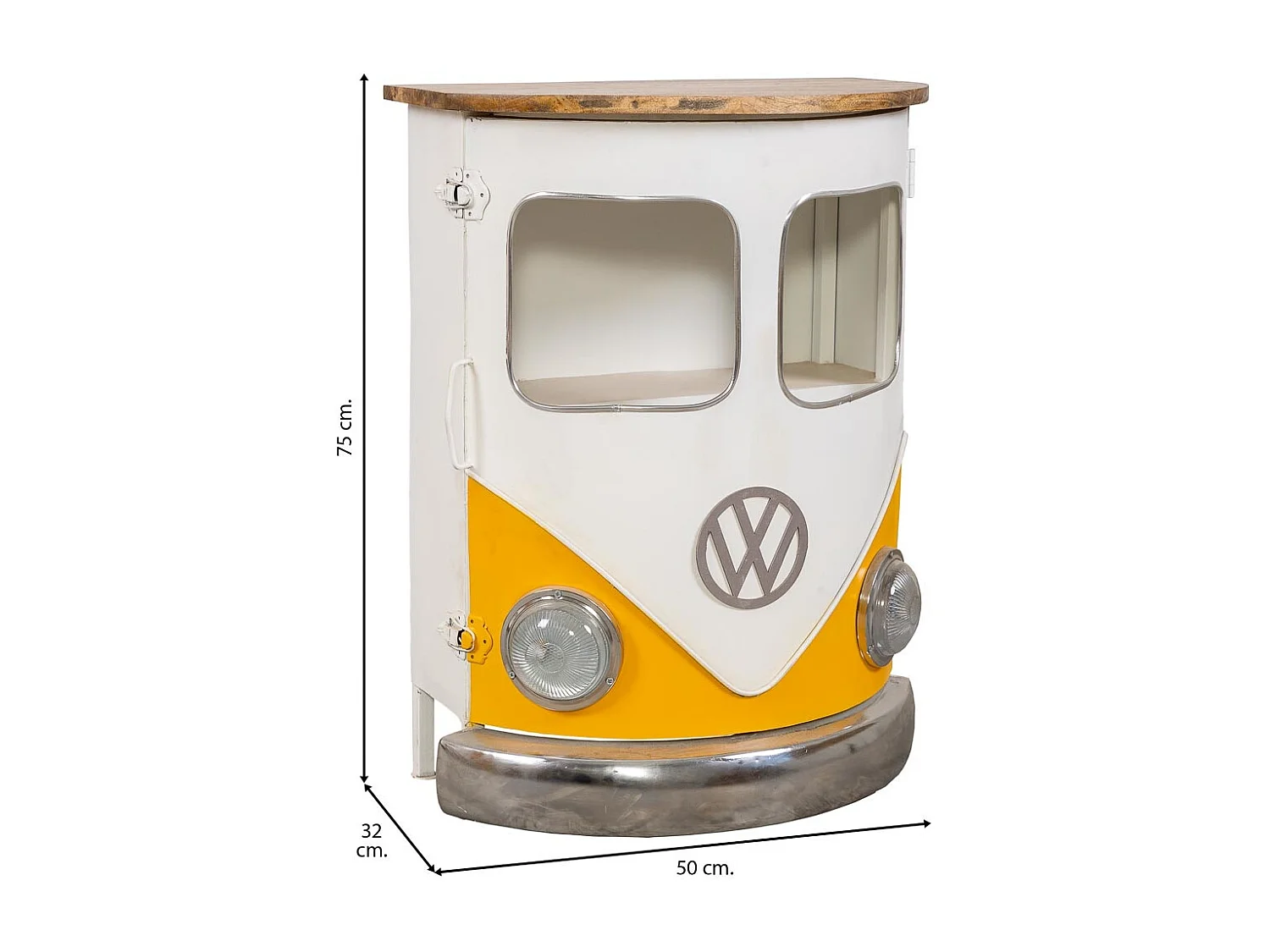 Furgone giallo in legno e metallo 50x32x75h