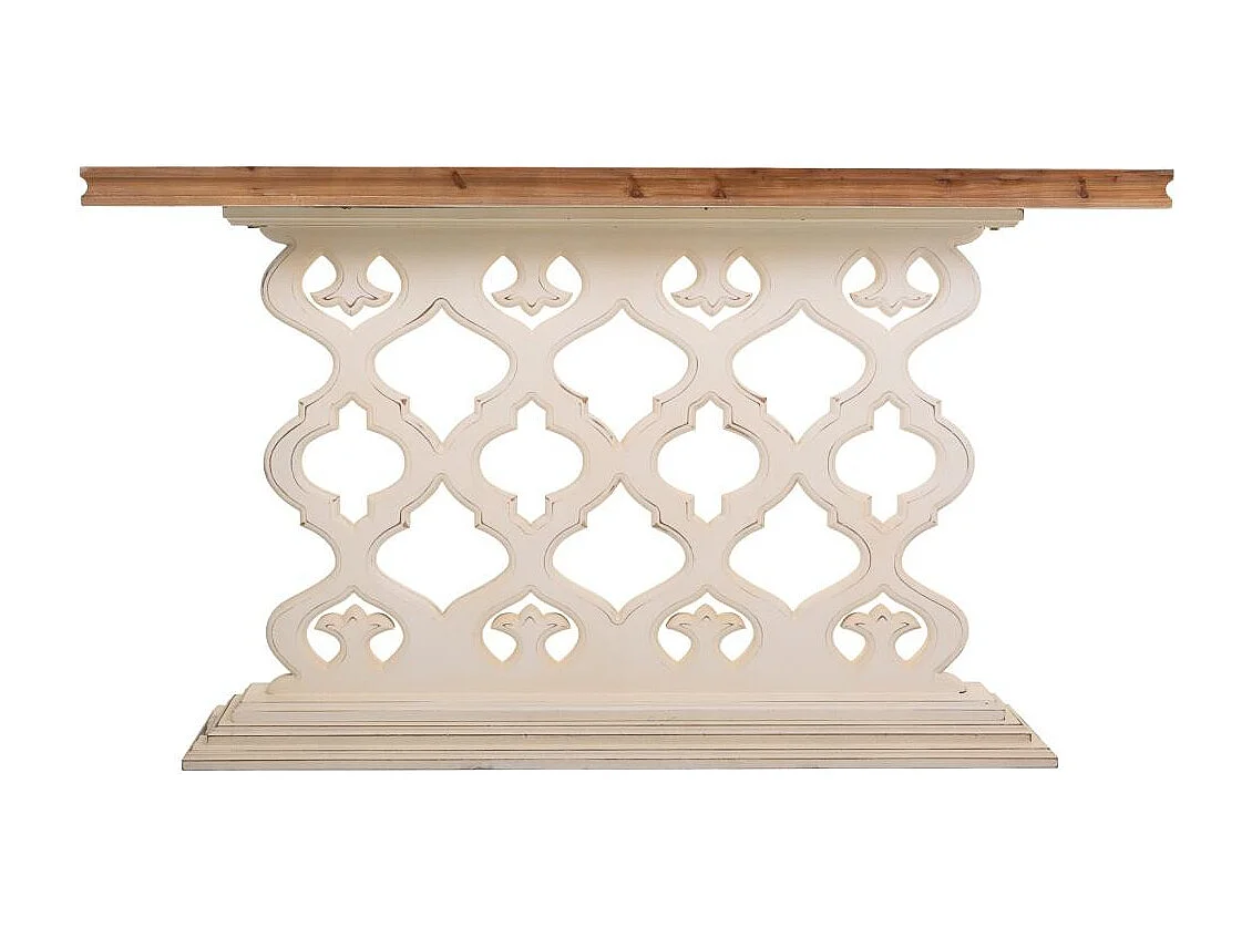 Weiße Eingangskonsole aus geschnitztem Holz 142x30x78,50h cm