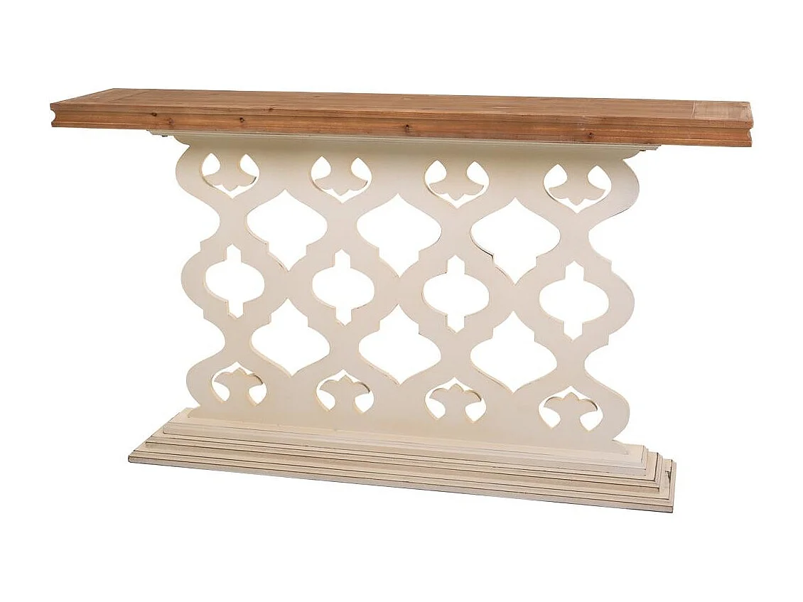 Weiße Eingangskonsole aus geschnitztem Holz 142x30x78,50h cm