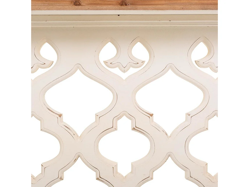 Weiße Eingangskonsole aus geschnitztem Holz 142x30x78,50h cm