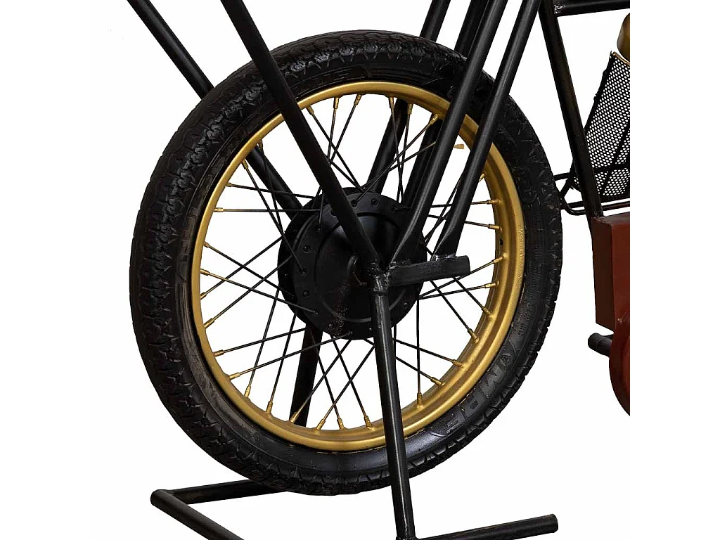 Console moto en bois et métal noir 183x43x86h