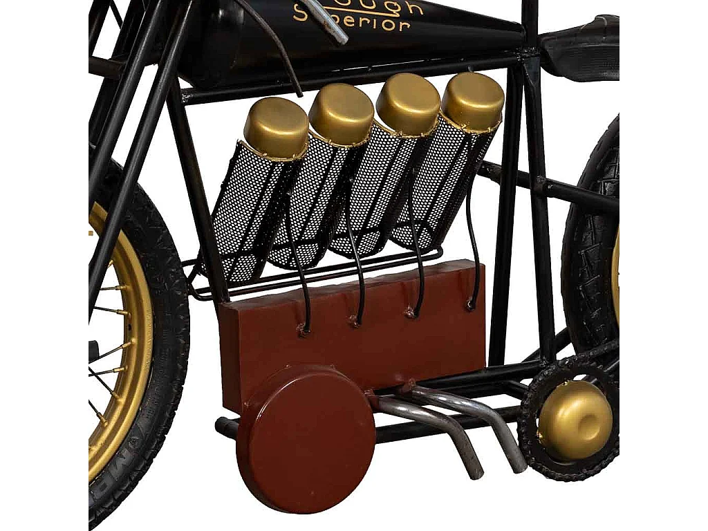 Console moto en bois et métal noir 183x43x86h