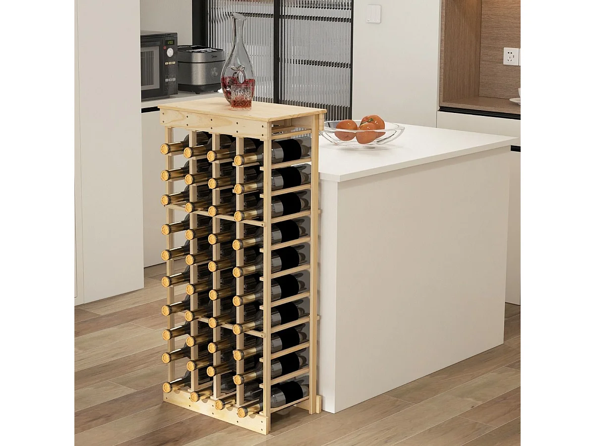 Étagère à Vin Casier à 40 Bouteilles, Range-bouteilles en Bois de Pin, <odulable 46,5 x 27,5 x 113 CM