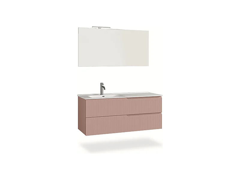 Ensemble salle de bain vasque gauche 4 pièces VENERE rose poudrè