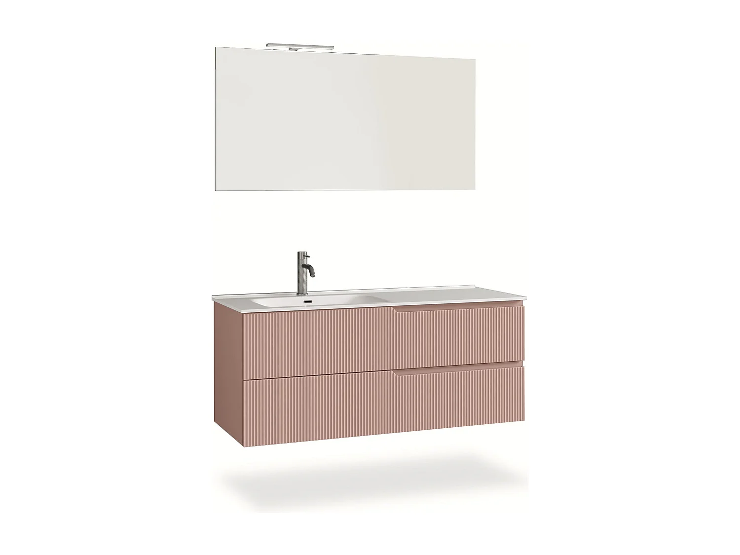 Ensemble salle de bain vasque gauche 4 pièces VENERE rose poudrè
