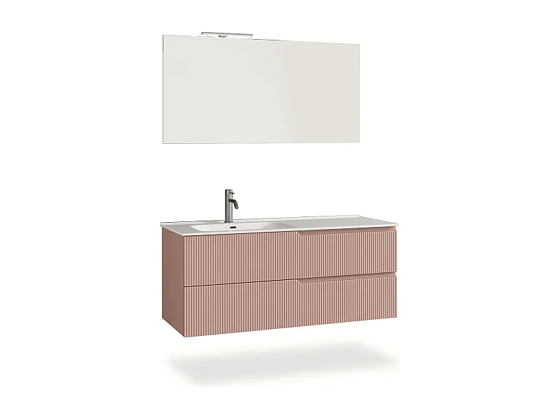 Ensemble salle de bain vasque gauche 4 pièces VENERE rose poudrè
