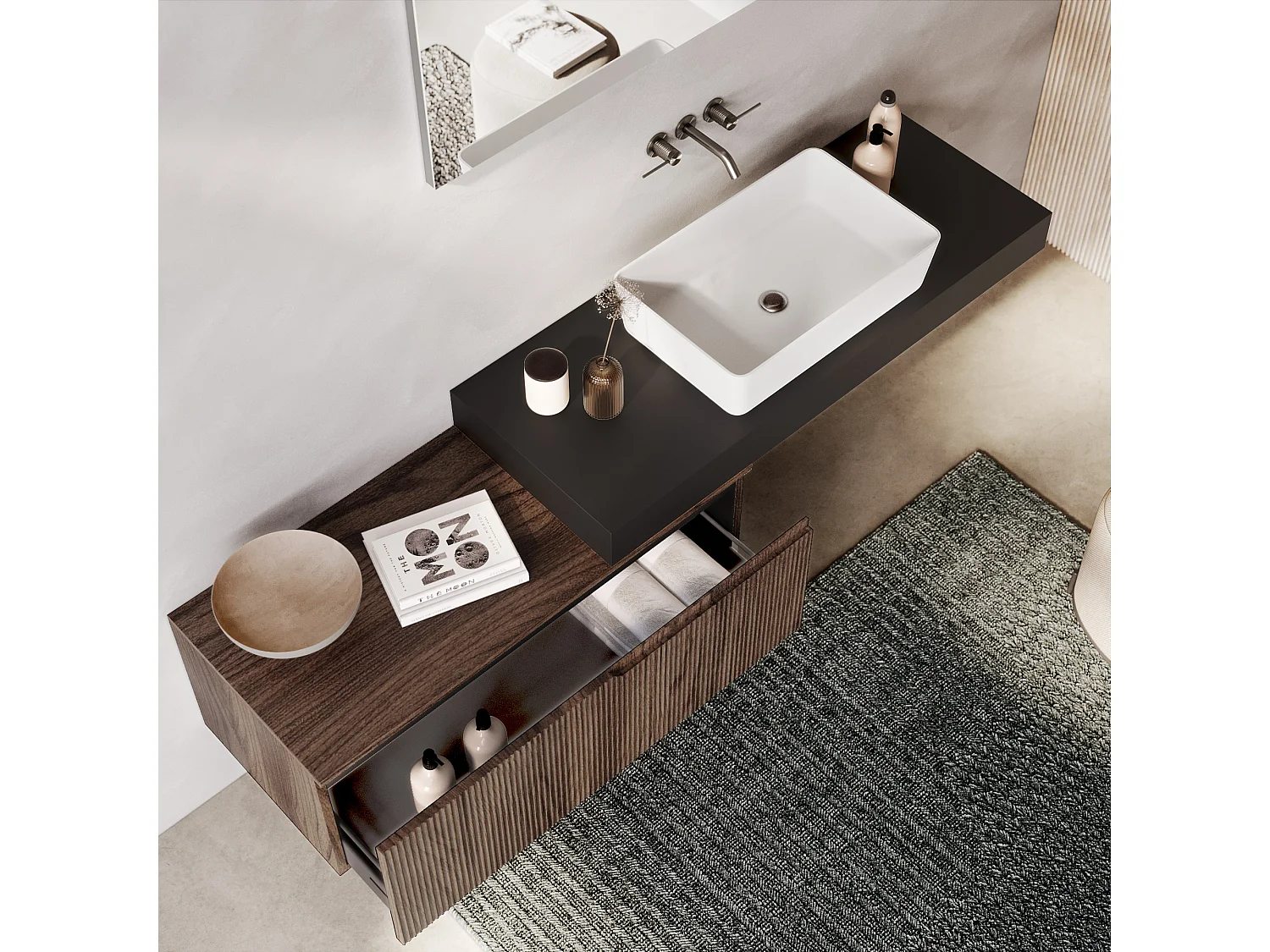 Composition 4 pieces VENERE anthracite/chène rio