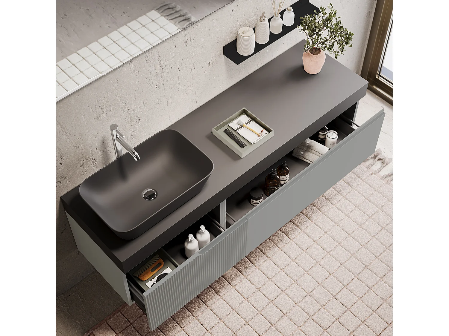 Composition 7 pieces VENERE gris mat