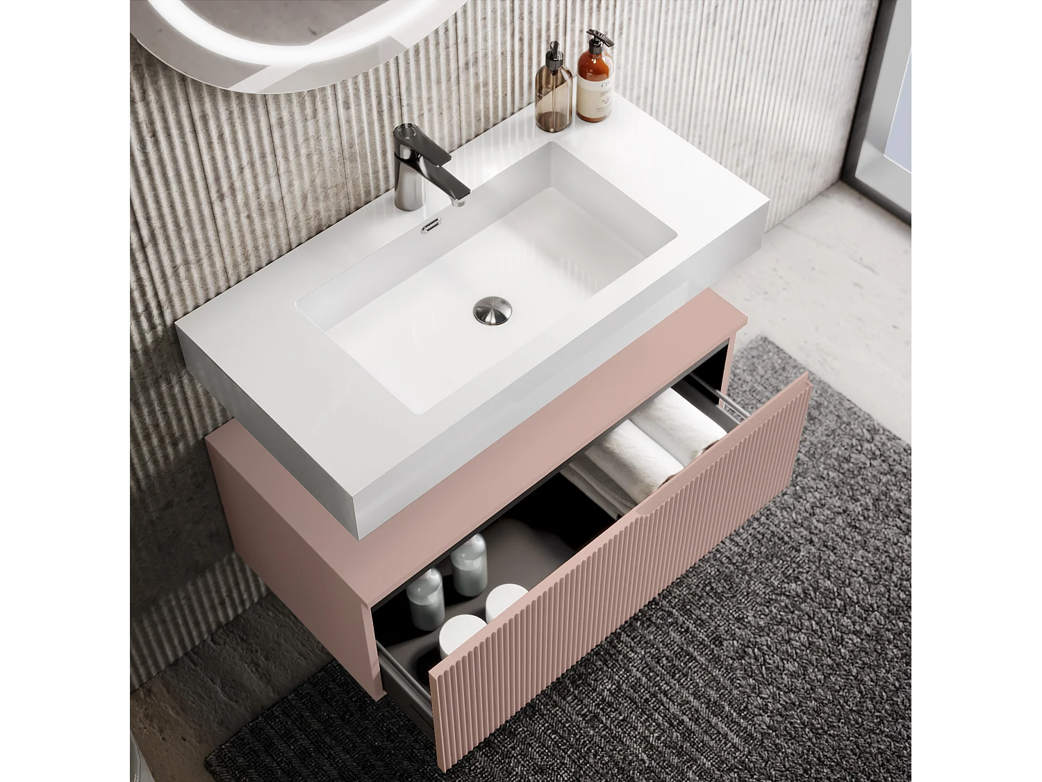 Composition 3 pieces VENERE blanc/rose poudrè