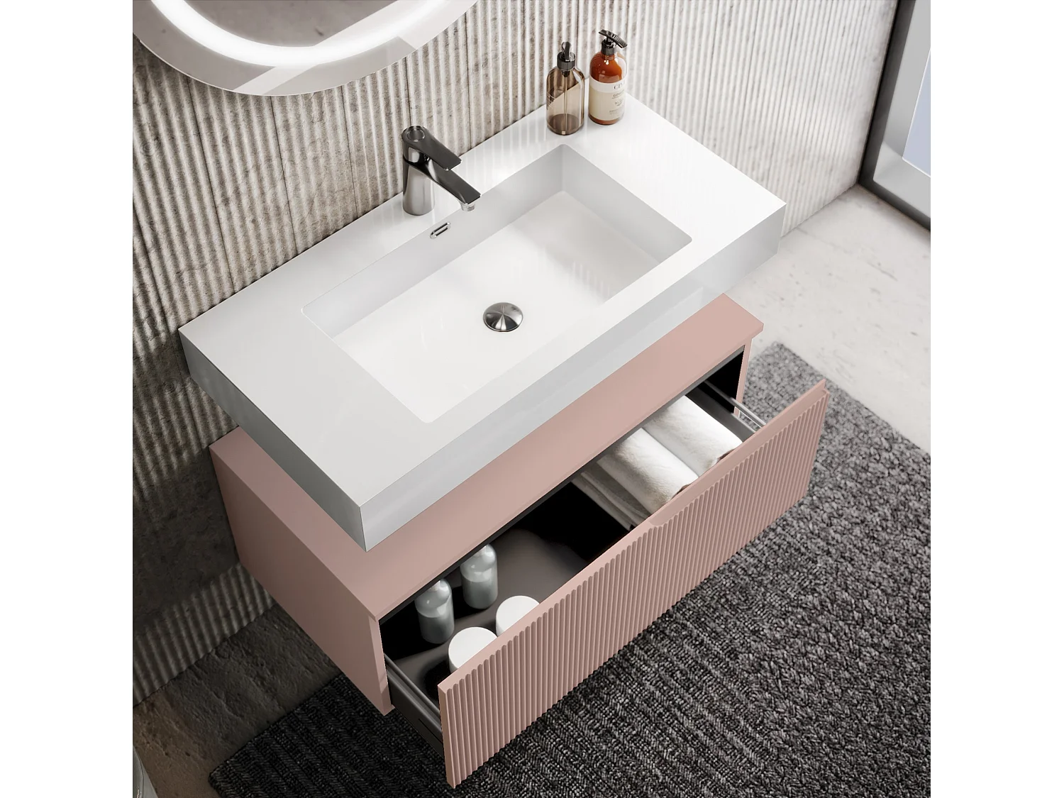 Composition 3 pieces VENERE blanc/rose poudrè