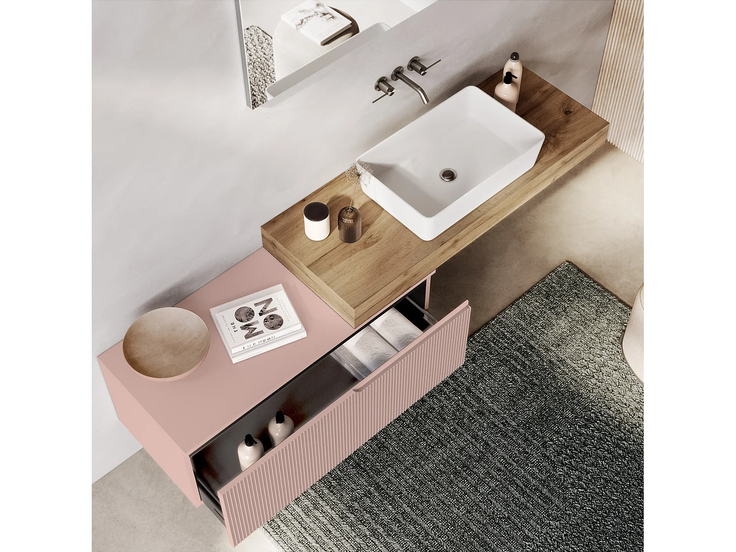 Composition 4 pieces VENERE chène/rose poudrè